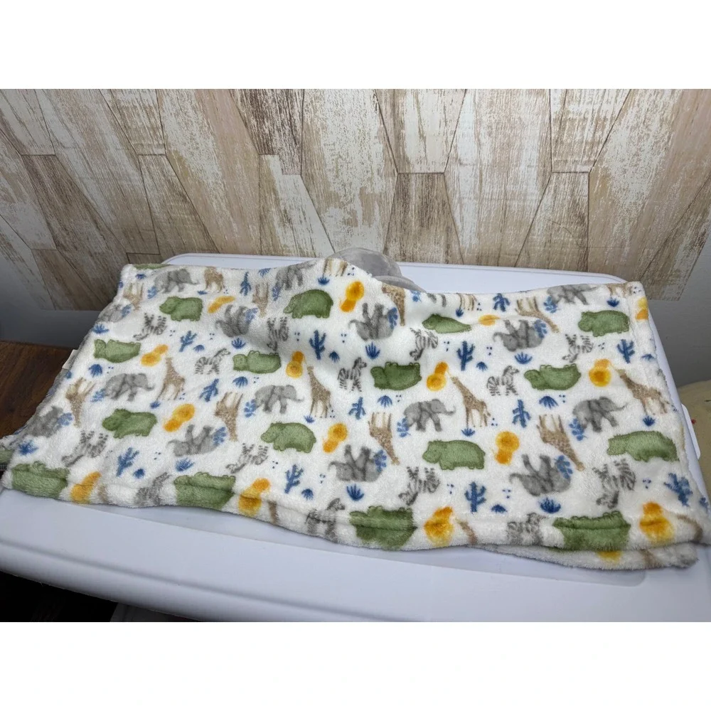 Modern Baby Elephant Security Blanket Lovey Safari Animals Plush